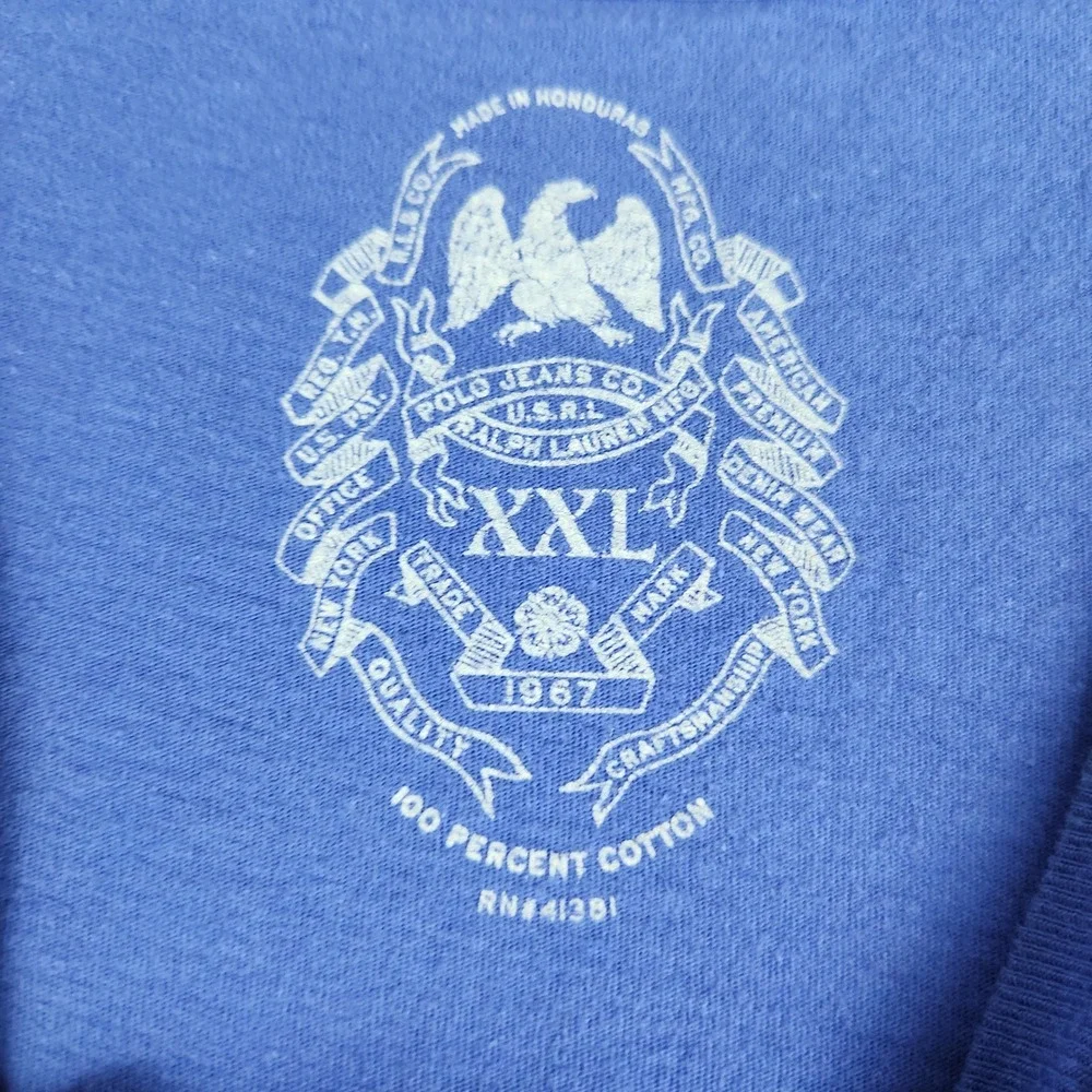 Polo Ralph Lauren T-Shirt Mens XXL Blue Graphic Cotton Short Sleeve Crew Neck